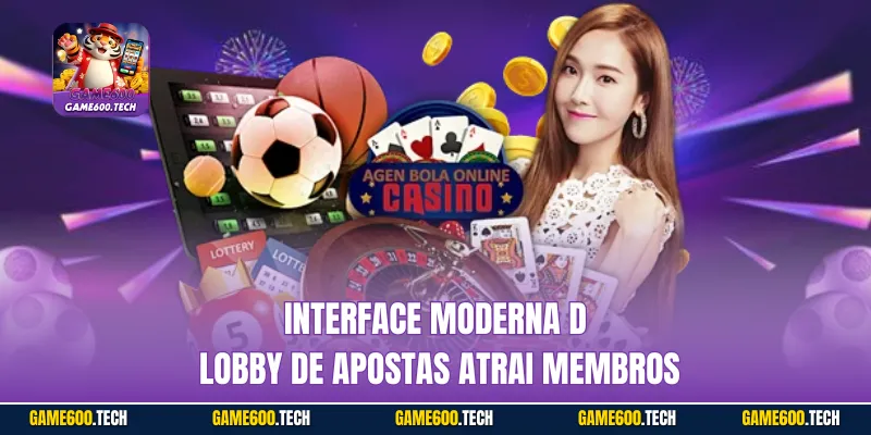 Interface moderna do lobby de apostas atrai membros